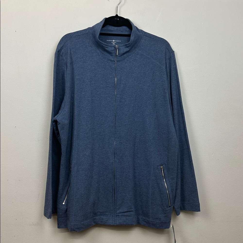 NWT Karen Scott SportFrench Terry Full Zipper Mockneck Sweater Sz XXL